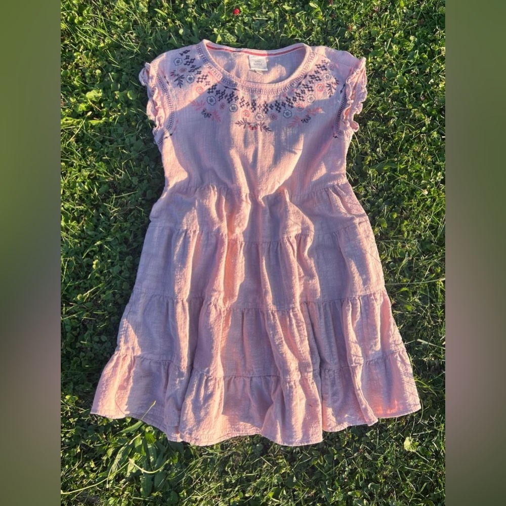 Blush Dress with Floral Embroidery